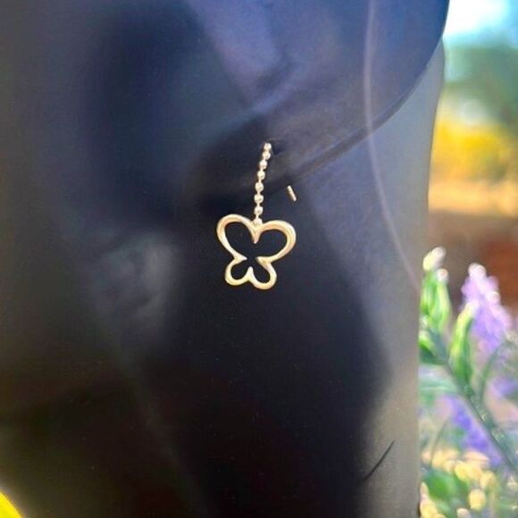 Vintage Sterling Butterfly Drop Earrings - Picture 2 of 8